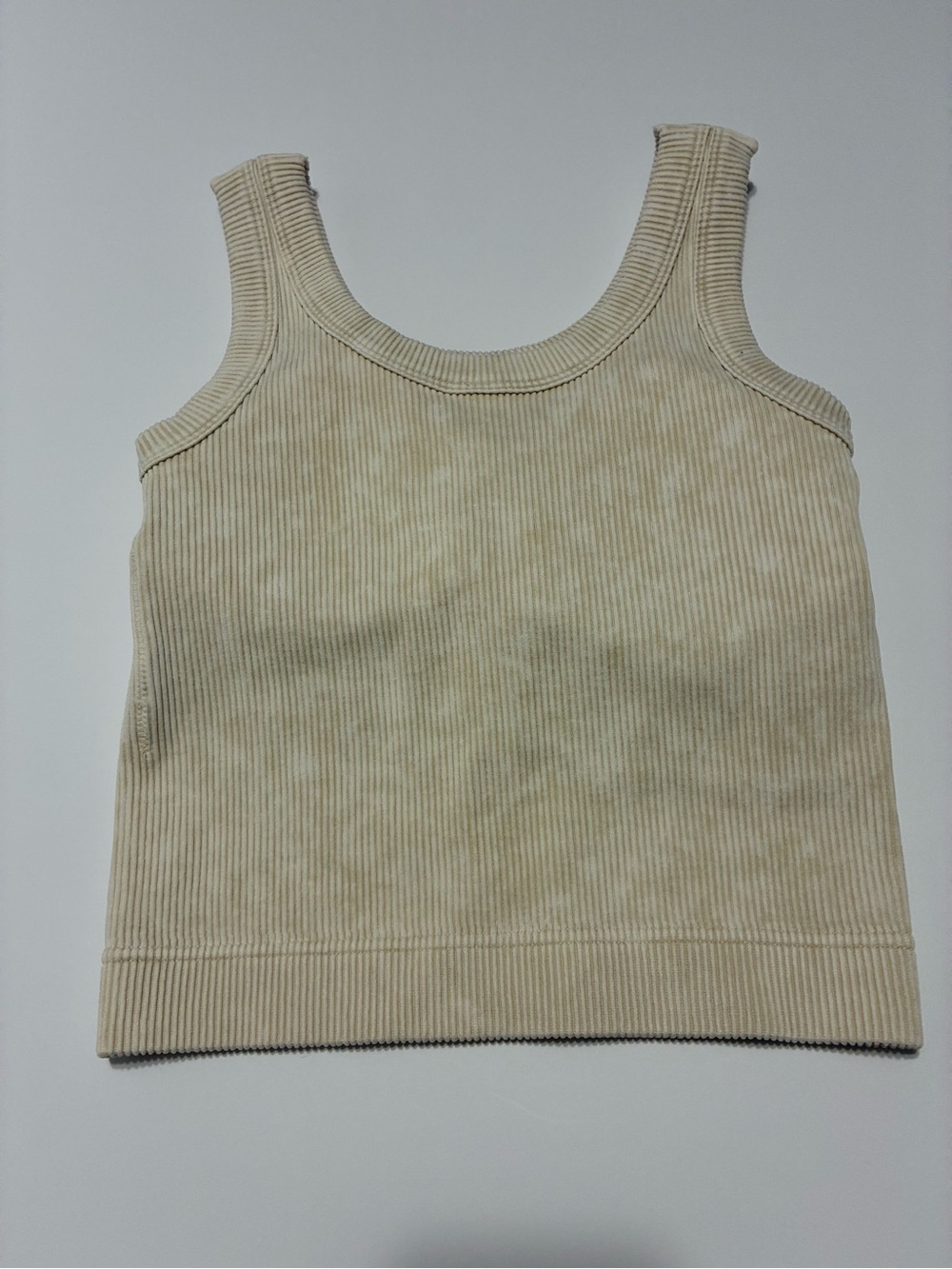 Zenana Ribbed Tank Top in Light Beige with removable pads